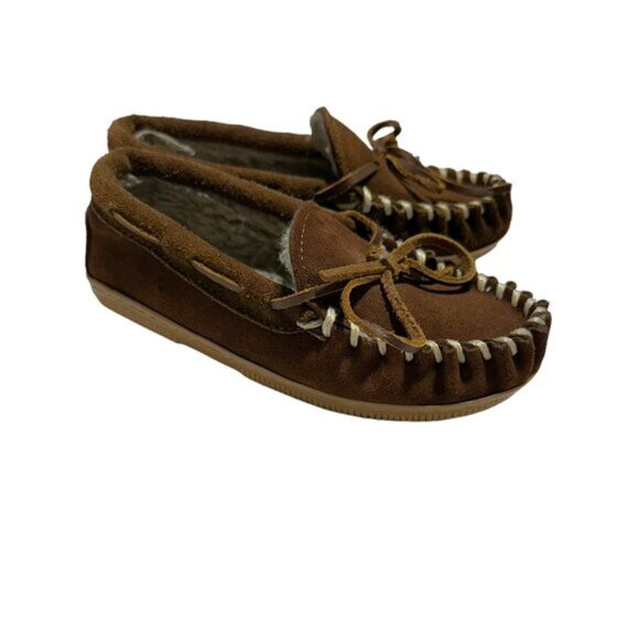 Minnetonka Cassie Slippers for Kids Dark Brown/Cream - Picture 4 of 7